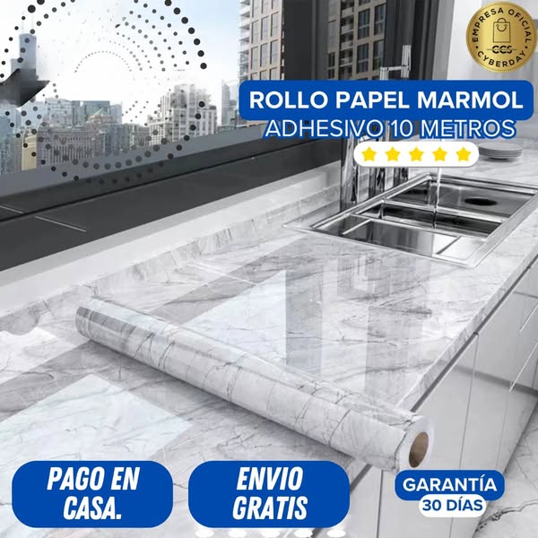 Papel adhesivo tipo mármol rollo 3m