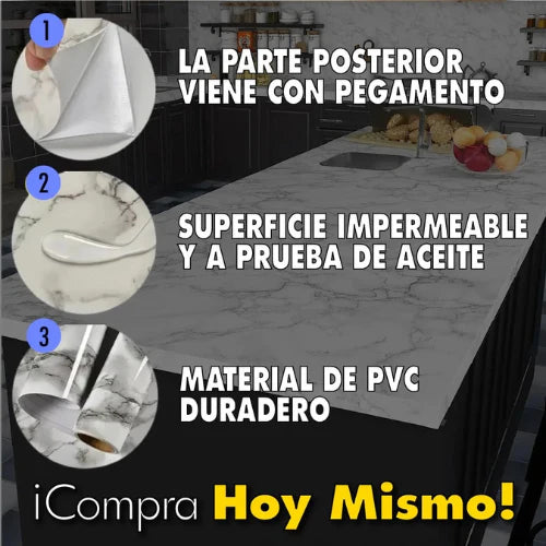 Papel adhesivo tipo mármol rollo 3m