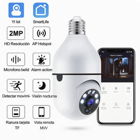 FOCO CAMARA DE SEGURIDAD 360° FULL HD VISION NOCTURNA (Black Friday)