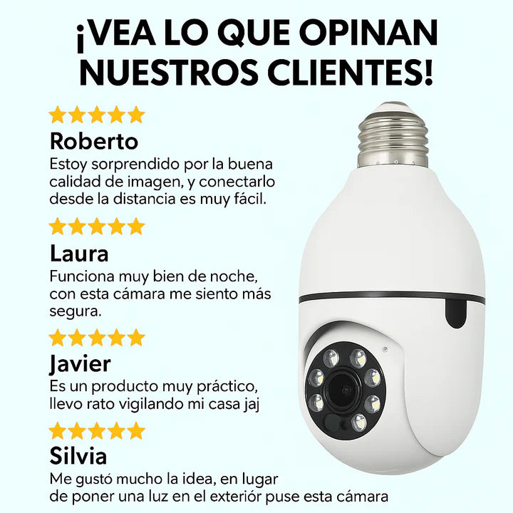 FOCO CAMARA DE SEGURIDAD 360° FULL HD VISION NOCTURNA (Black Friday)