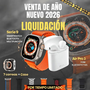 Combo: Serie 9 Ultra + Auriculares Air Pro 3 (7 Pulseras + Estuche) ✅